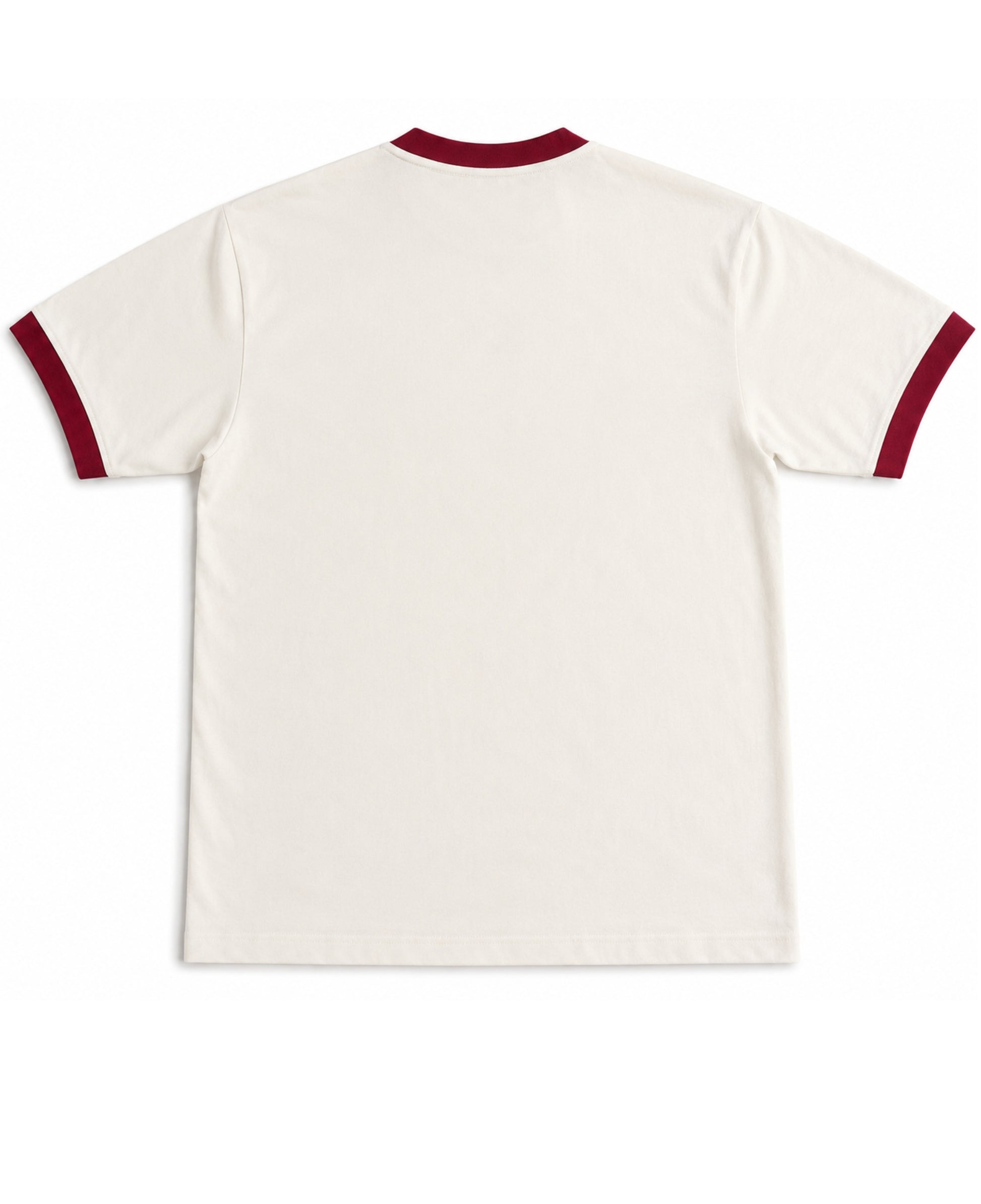 Off White & Maroon Ringer tee Back Design