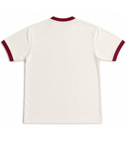 Off White & Maroon Ringer tee Back Design