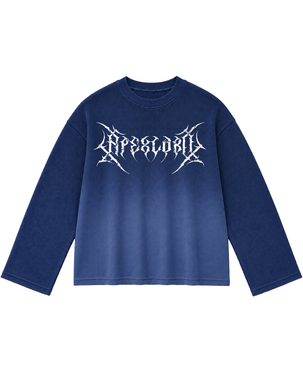Blue Ombré Waffle Knit Oversized Full-Sleeve Front Design