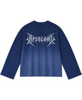 Blue Ombré Waffle Knit Oversized Full-Sleeve Front Design