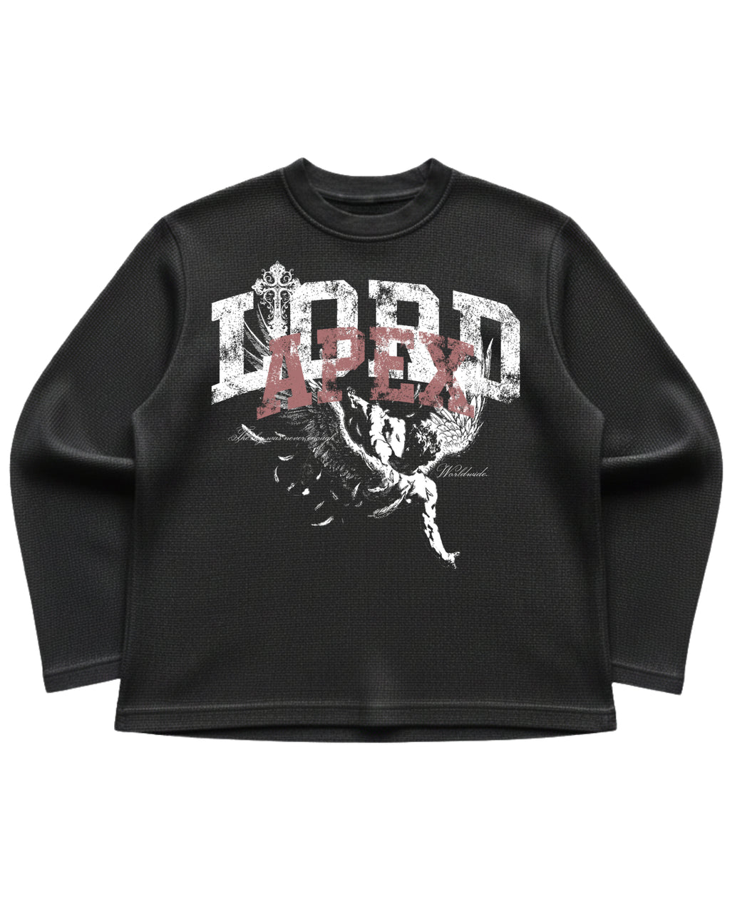 Black waffle knit oversized full-sleeve Front Design