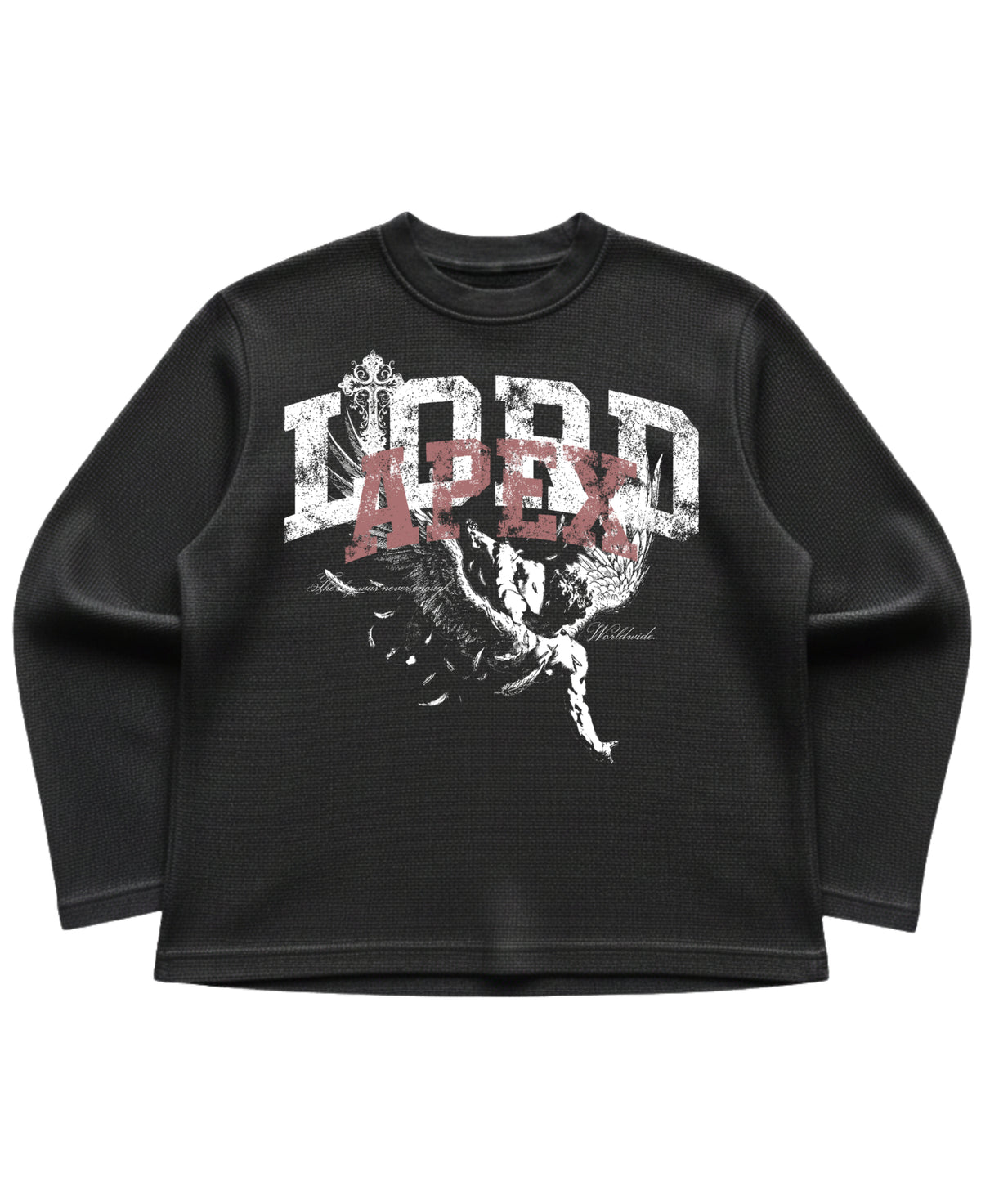 Black waffle knit oversized full-sleeve Front Design