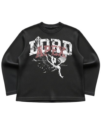 Black waffle knit oversized full-sleeve Front Design