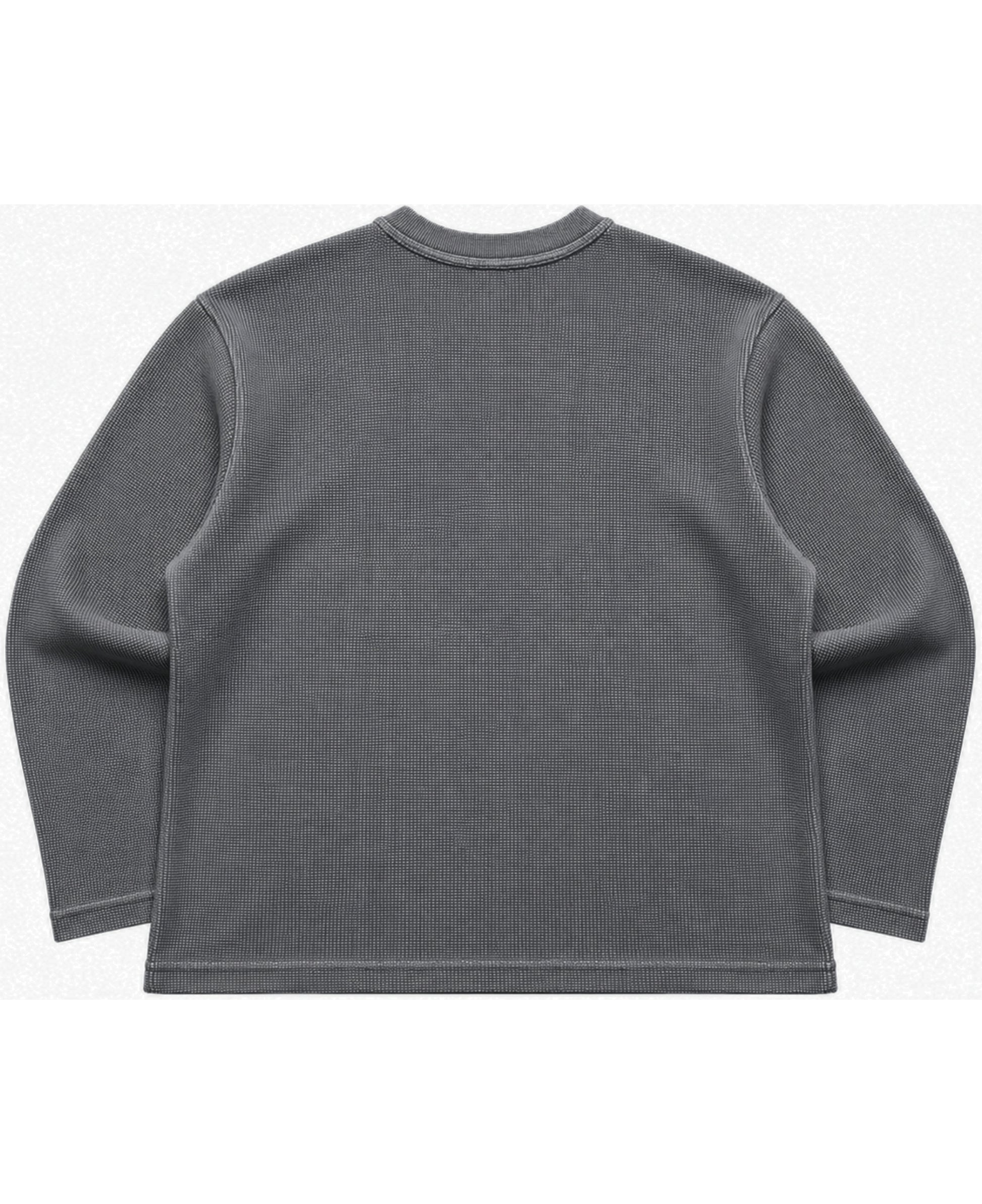 Acidwash waffle knit oversized full-sleeve Back Design