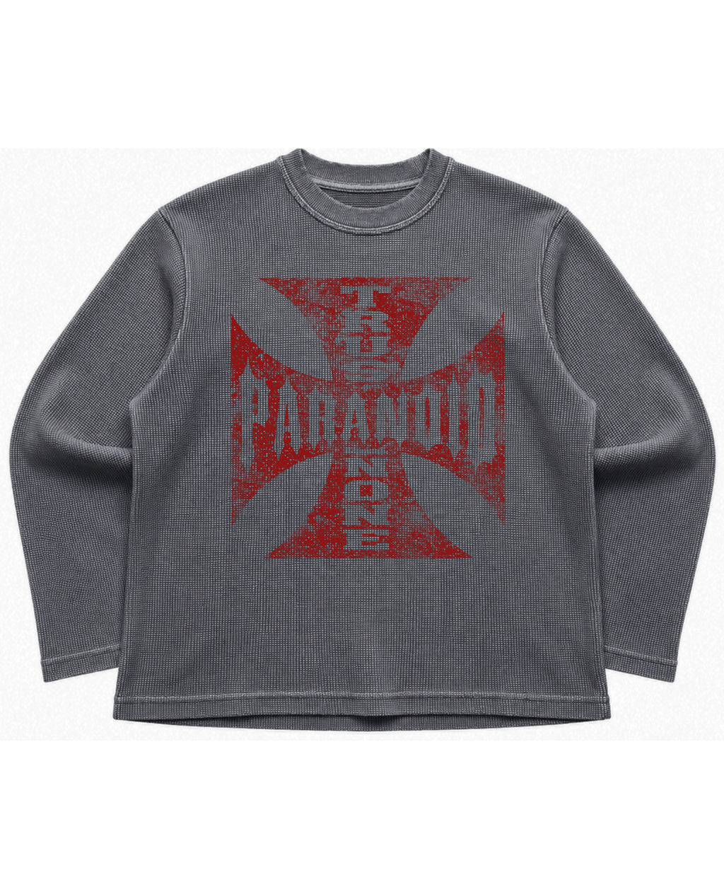 Acidwash waffle knit oversized full-sleeve Front Design