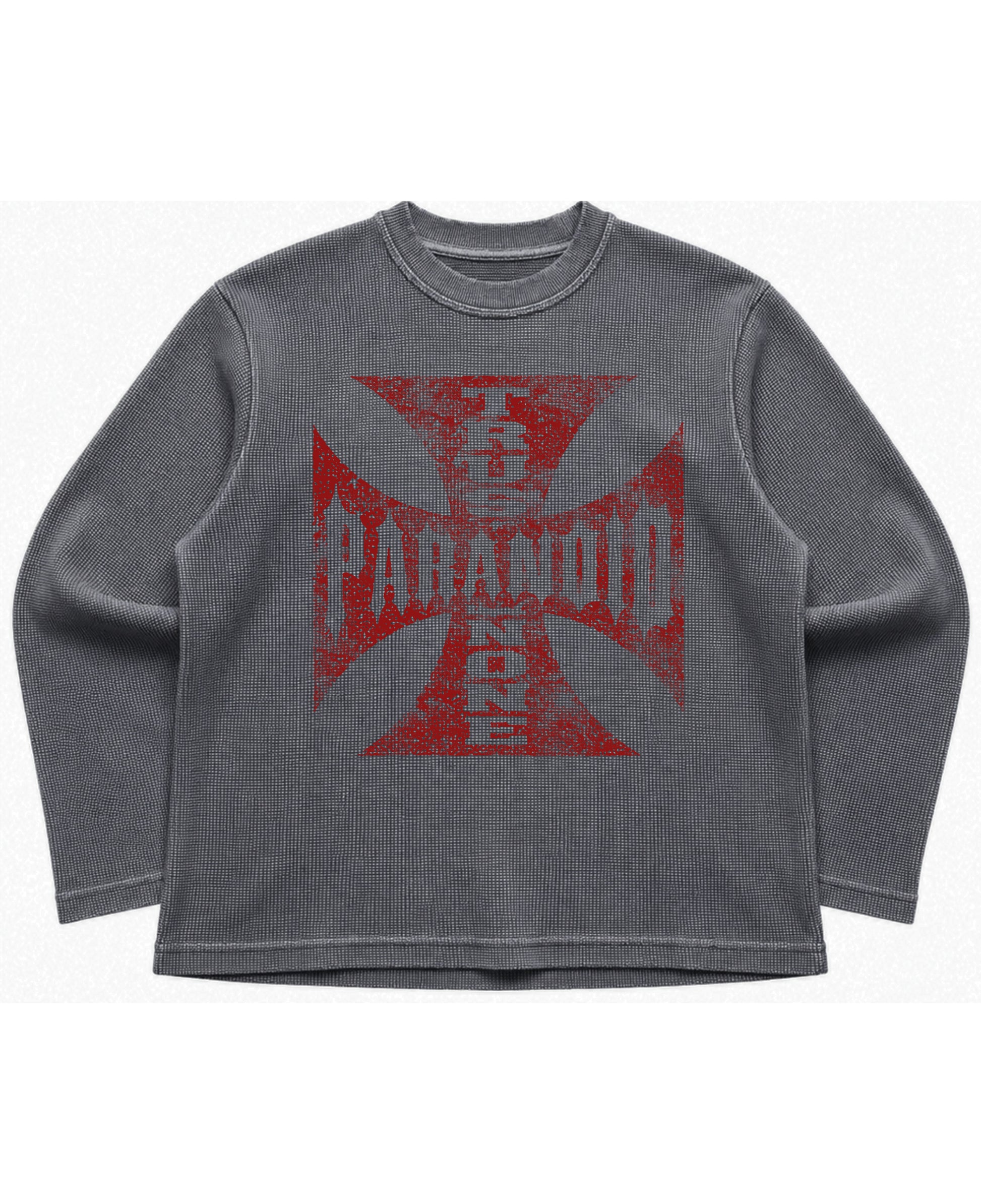Acidwash waffle knit oversized full-sleeve Front Design