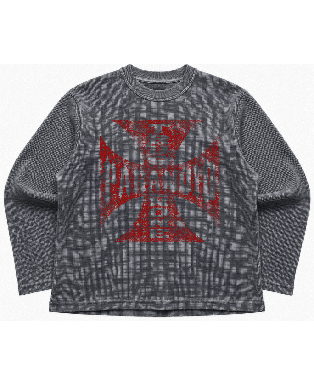 Acidwash waffle knit oversized full-sleeve Front Design