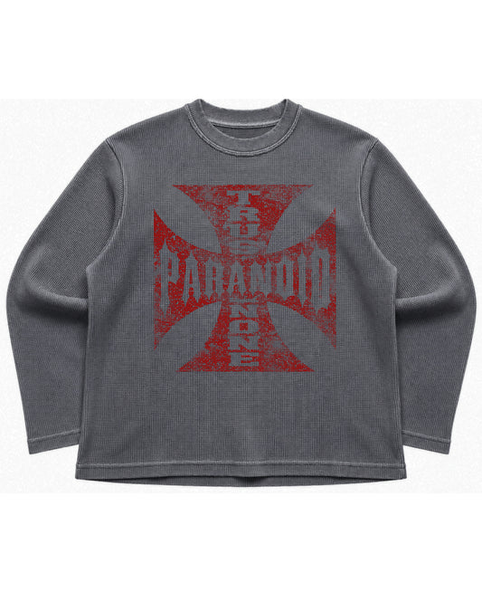 Acidwash waffle knit oversized full-sleeve Front Design