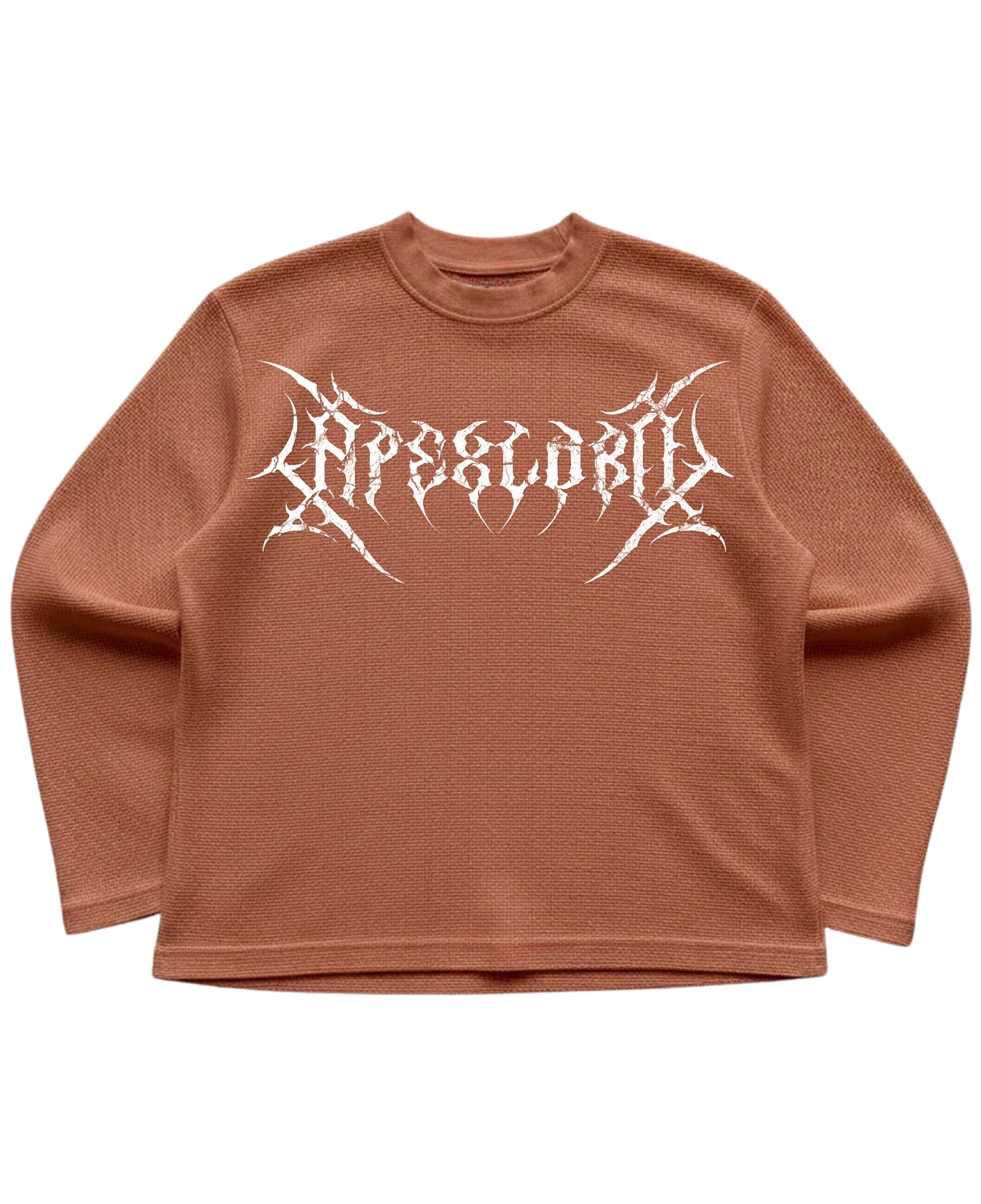 Brown waffle knit oversized full-sleeve Front Design