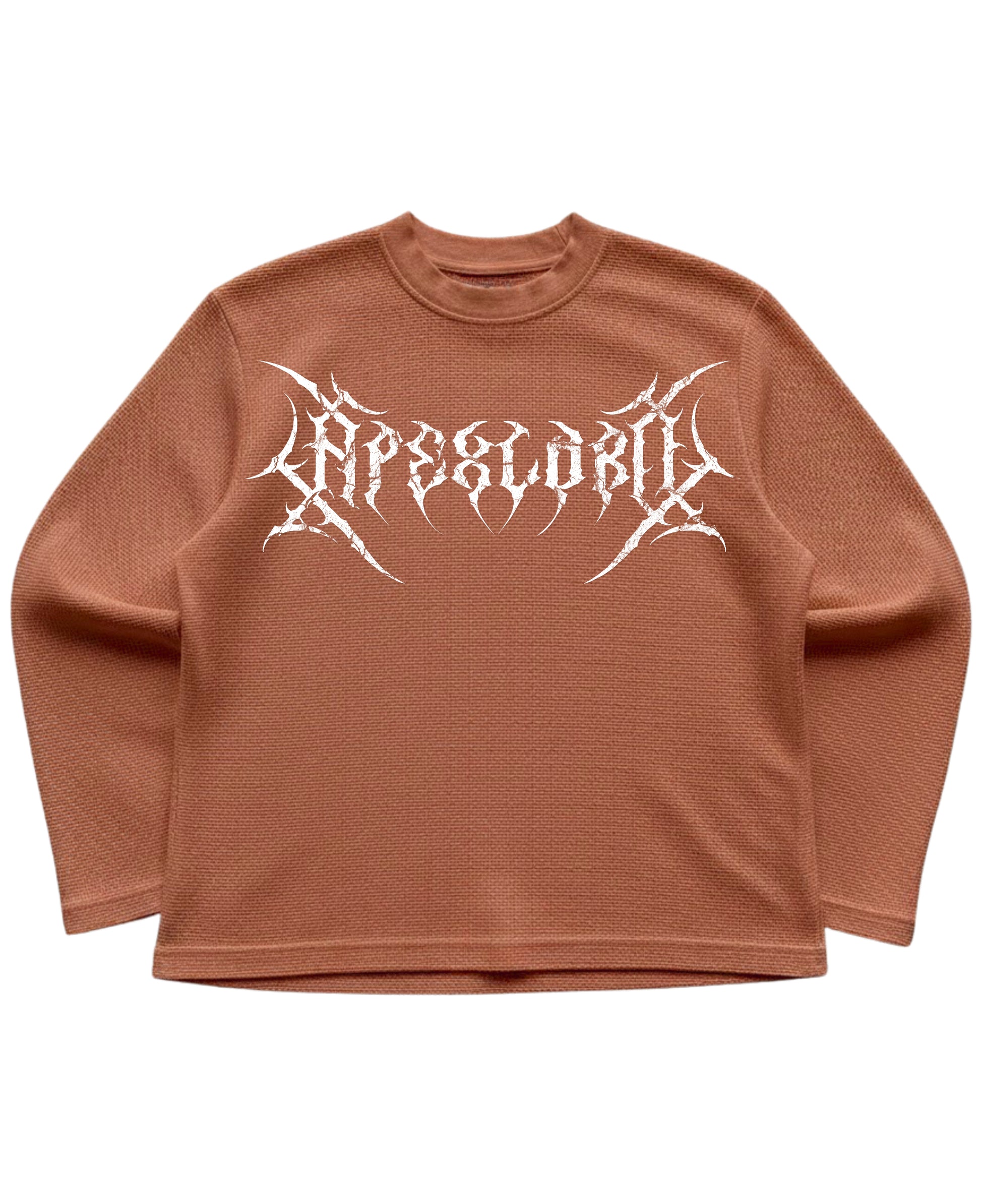 Brown waffle knit oversized full-sleeve Front Design