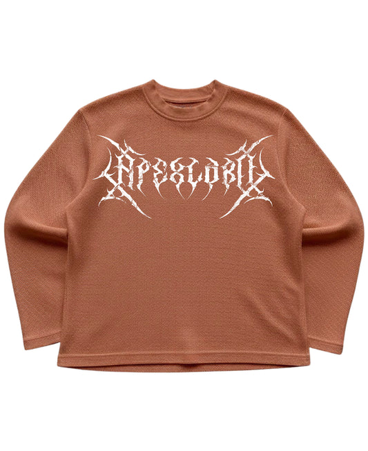 Brown waffle knit oversized full-sleeve Front Design