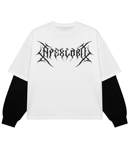 White With Black Sleeve Oversized Tee Front Design