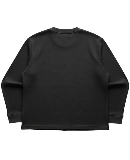 Black waffle knit oversized full-sleeve Back Design