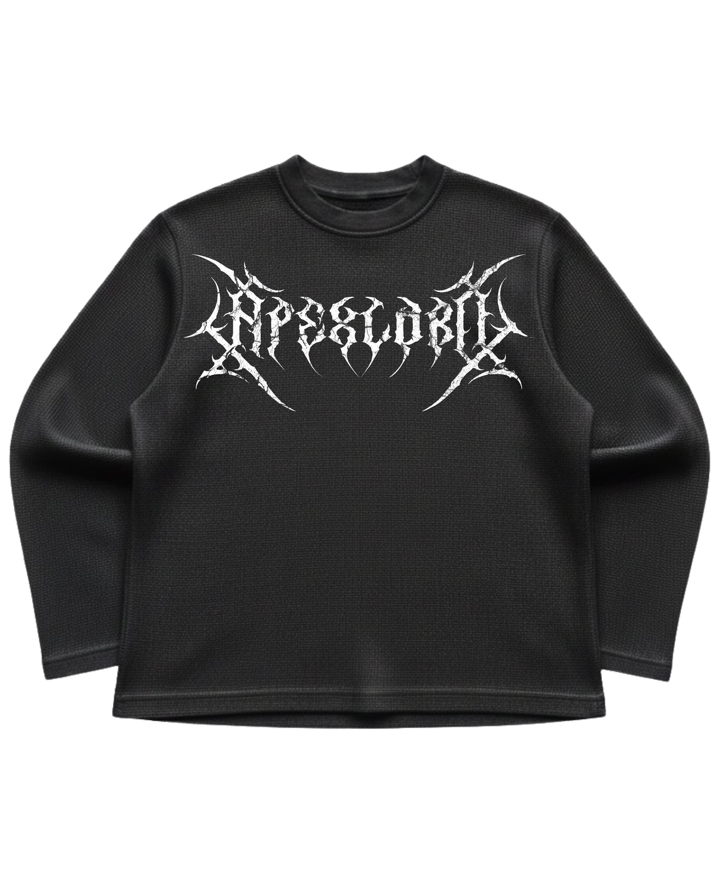 Black waffle knit oversized full-sleeve Front Design