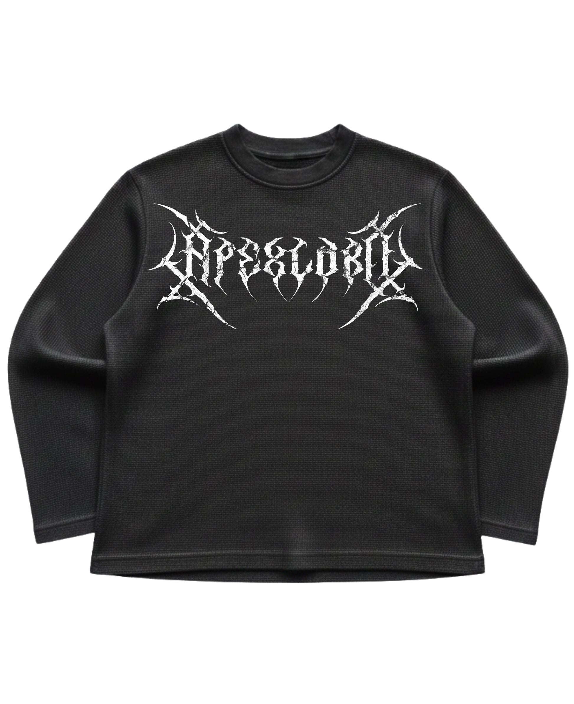 Black waffle knit oversized full-sleeve Front Design