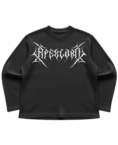 Black waffle knit oversized full-sleeve Front Design