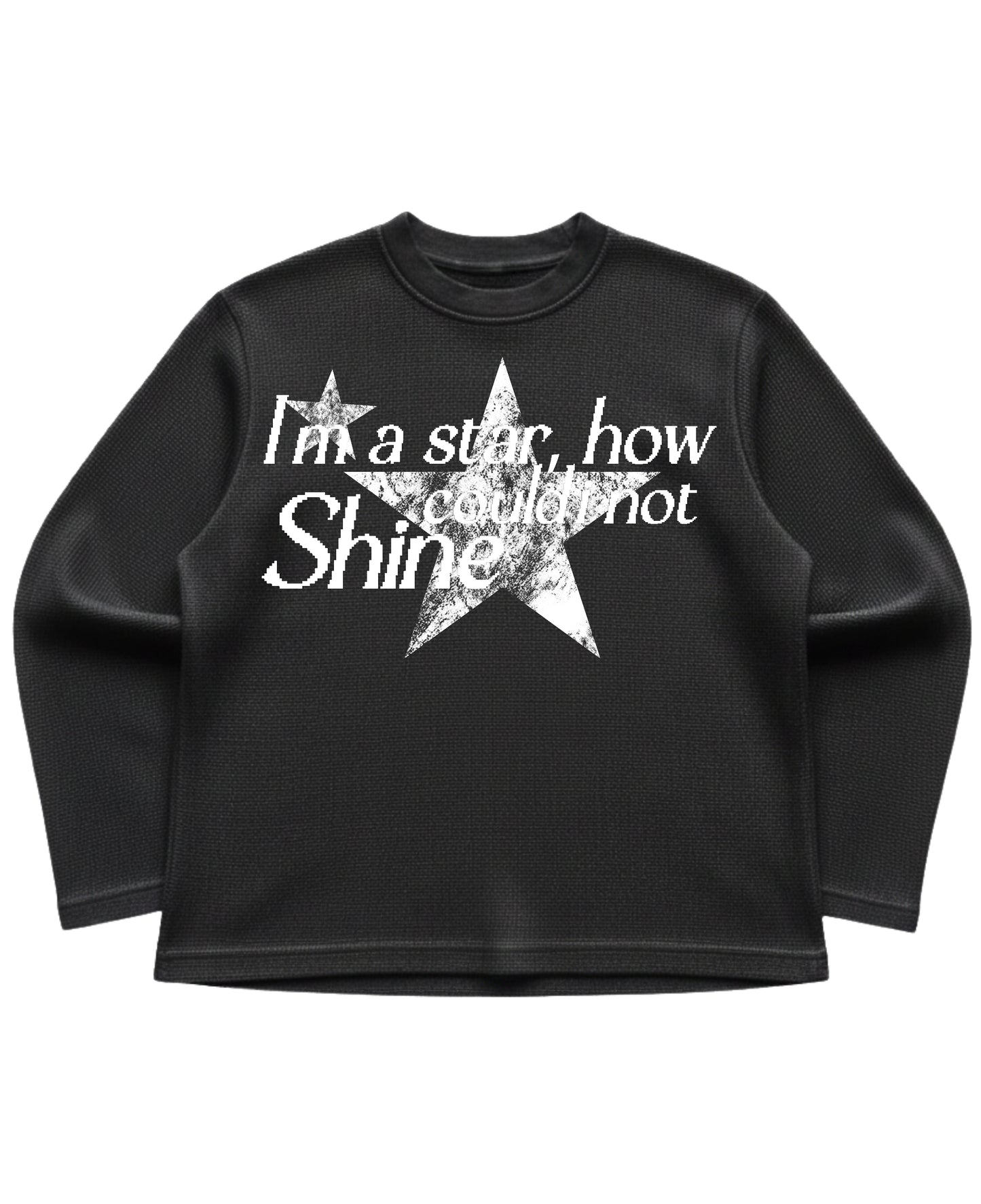 Black waffle knit oversized full-sleeve Front Design