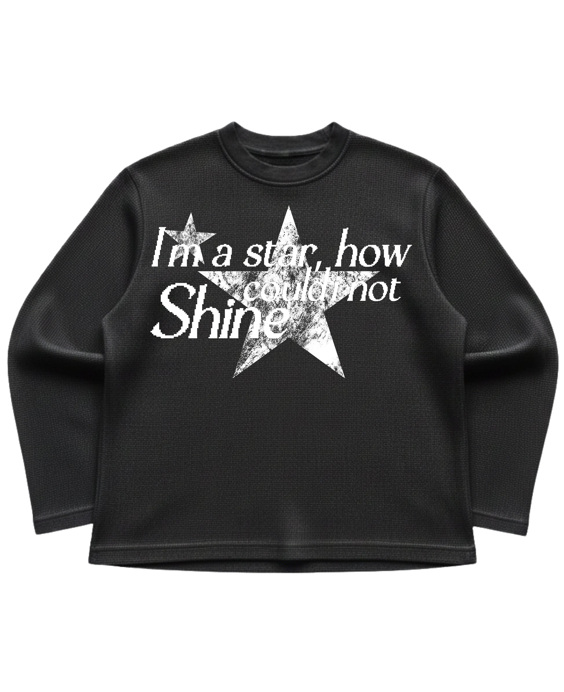 Black waffle knit oversized full-sleeve Front Design