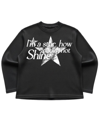 Black waffle knit oversized full-sleeve Front Design