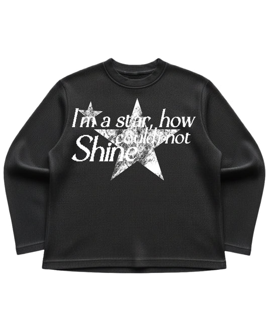 Black waffle knit oversized full-sleeve Front Design